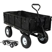 miweba Bollerwagen kompakter Handwagen Gartenwagen MB-700 (bis 700 Kg/220 Liter - Klappbare Wände - Kippfunktion - Anhängerfunktion, 2-tlg., Plane herausnehmbar), Gerätewagen - Faltwagen - Transportkarre - Handkarren