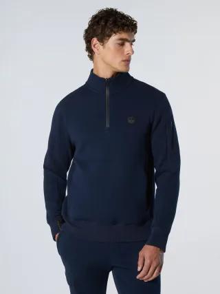 North Sails Sweatshirt Piqué Scuba Stoff mit halbem Reißverschluss