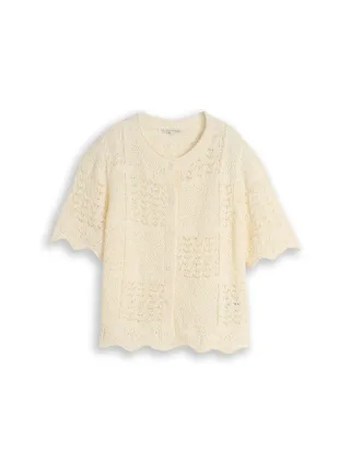 Tom Tailor - Cardigan mit welligen Saumkanten dove white - Gr. - XS