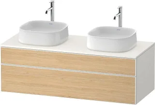 Duravit Zencha Konsolenwaschtischunterbau wandhängend Natur Eiche & Weiß Matt & Supermatt 1300x550x4 ZE4823B30840000