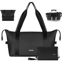 YONSLY Reisetasche Leichte Weekender-Reisetasche mit Kulturbeutel für (Spar-Set, Reisetasche + Kulturbeutel), Erweiterbar, mit Trolleygurt, Nylon-Gewebe, waschbar und leicht