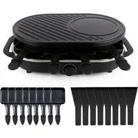 HaushaltO Raclette Raclette Set für 8x Personen - Grillplatte & Steinplatte, 8 Raclettepfännchen, 1400,00 W, mit Steinplatte