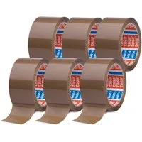 tesa Klebeband tesapack Packband - je 66 m : 50 mm (Spar-Set, 6-St., 6 x tesaPACK® 64014 PP) Paketklebeband - leises und sauberes Verpacken - braun