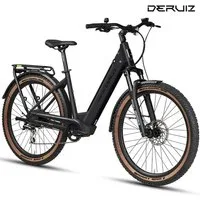 DERUIZ E-Bike Trekkingrad 28 Zoll, Quartz 2.0/SUV, max. 160km, Drehmomentsensor, Bluetooth+APP, 8 Gang SHIMANO Acera RD-M360 SGS Schaltwerk, Kettenschaltung, Hinterradmotor, 644 Wh, Tiefeinsteiger-Rahmen, RH: 46 cm, Elektrofahrrad für Damen und Herre