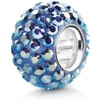 Materia Bead Kristall Perle Glitzereffekt Blau irisierend 1605, Hülse aus 925 Sterling Silber