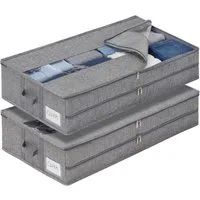 Insma Unterbettkommode 52L Unterbett Aufbewahrungsbox mit Deckel (2 St., Aufbewahrungstasche faltbare Organizer 76 x 40 x 17 cm), mit Doppelreißverschlüssen, verstärkten Griffen und PVC Sichtfenster