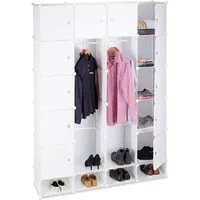 relaxdays Kleiderschrank Stecksystem 18 Fäch weiß