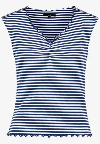zero - Ärmelloses Top mit Streifenmuster blau/weiß - Gr. - 40
