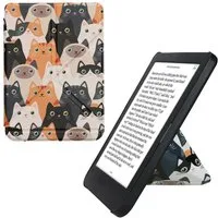 kwmobile E-Reader-Hülle eReader Schutzhülle für Kobo Clara BW / Clara Colour / Tolino Shine, Hülle mit Falt Cover für E-Reader in Orange Schwarz Weiß