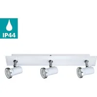EGLO Deckenspot TAMARA 1 Deckenstrahler, Stahl und Glas, GU10, IP44, Badezimmerlampe, Leuchtmittel wechselbar, Warmweiß, Spot, L46 x B7 cm, weiß, chrom, 3X2,8W inkl.