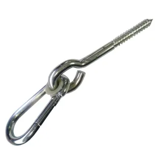 Stabiler Schaukelhaken M12 mit Holzgewinde & Nylonlager Karabiner - 22 cm lang - Witterungsbeständiges Befestigungsset für Kletterseil - Wickey