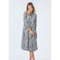 GOLDNER Sommerkleid Blusenkleid mit Print und 3/4-Arm Farbenfrohes Allover-Muster und markanter Kragen