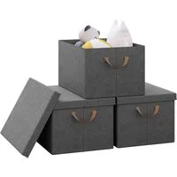 Woltu Aufbewahrungsbox (3 St., Set), mit Deckel, mit Griffen, faltbare Box für Kleidung Spielzeug