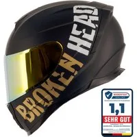 Broken Head Motorradhelm BeProud Sport Gold (Mit Gold Verspiegeltem Visier), Hochwertiges Design