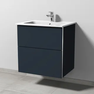 Sanipa 3way Waschtischunterbau zu Duravit ME by Starck Waschtisch mit 2 Auszügen, Marine-Matt BP7241R