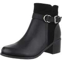 Ital-Design Damen Elegant Stiefelette (88489323) Blockabsatz Stiefeletten in Schwarz