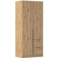 OTTO home Drehtürenschrank Kleiderschrank Schrank Garderobe AGORDO mit Dekor- oder Hochglanzfront (in zwei Griff-Farben, Breite 91 cm) mit Außenschubkästen, Serie in 7 Breiten und 2 Höhen MADE IN GERMANY