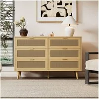 Celya Kommode Sideboard mit 6 Schubladen, 120x76.5x40cm, Schubladenschrank aus Holz (Sideboard Highboard mit viel Stauraum), Schubladenkommode mit Metallgriffe, für Schlafzimmer, Wohnräume, Büro