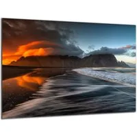 DARO Design Leinwandbild Modern Abstrakt Wandbilder XXL Wandbild Wand Deko Leinwand Bilder, (Sonnenuntergang mit Wolken - Bild groß Wohnzimmer Schlafzimmer Küche Esszimmer Einteilig Querformat Fotodruck Leinwände Wanddeko Abstrakte Kunst Boho), 60x40