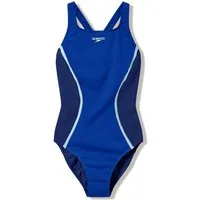 Speedo Badeanzug SOLID SPLICE MEDALIST 1PC BLU/DKBLU für aktives Schwimmen und Fitnesstraining, mit Vier-Wege-Stretch