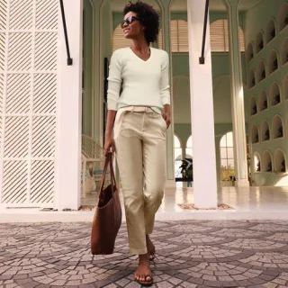 7/8-Chinos mit geradem Bein Mid Waist, Damen,  Braun, by Lands' End