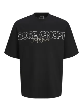 JACK&JONES - JCOCONCEPT TEXT TEE SS CREW NECK black - Gr. - L