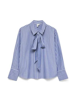 VERO MODA - VMISLUNN L/S BOW SHIRT WVN BTQ Dark Denim - Gr. - XL