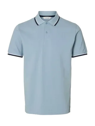 SELECTED MEN - SLHSLIM-ATLAS SPORT SS POLO NOOS dusty blue - Gr. - L