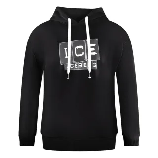 Ice Iceberg - Schwarzer Kapuzenpullover mit auffälligem Blocklogo