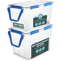 Kreher Aufbewahrungsbox mit Deckel und Dichtungsring (IP67) 100 Liter, rollbar (Set wählbar) (2 St)