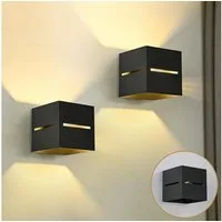 Vivitar LED Wandleuchte Wandleuchte Aluminium –2er SET– Wandlampe Schwarz Gold, LED wechselbar, Design Wandbeleuchtung für Wohnzimmer, Schlafzimmer, Flur