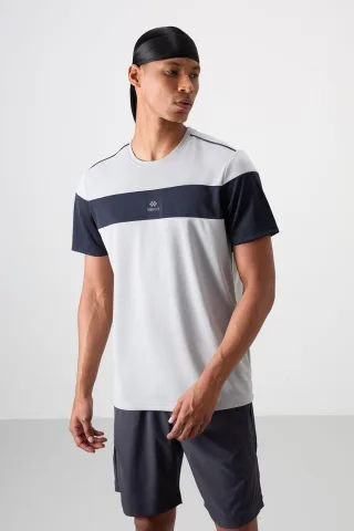 Herren Farbblock Rundhalsausschnitt T-Shirt