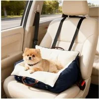PawHut Hunde-Autositz mit Sicherheitsgurt, Baumwolle, für Kleine Hunde und Katzen Haustiere