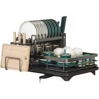 ibettertec Geschirrständer Geschirrständer, Abtropfgestell,2-stufiges Geschirrabtropfgestell, Mit einem automatischen Abwassersystem ausgestattet