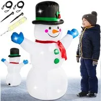 monzana Schneemann, Aufblasbarer XL 120cm LED Beleuchtet Befestigungsmaterial IP44 Außen