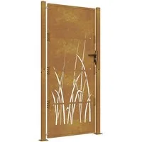 vidaXL Gartentor Gartentor 100x175 cm Cortenstahl Gras-Design