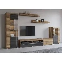 OTTO home Wohnwand Roger,Breite 270 cm moderne Mediawand ohne Beleuchtung, (Set, 5-St), Anbuwand (Set,5-St) viel Stauraum, Vitrinen mit Glastür