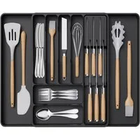 Lifewit Besteckeinsatz Erweiterbarer Besteckkasten mit herausnehmbarem Messerblock (1 St)