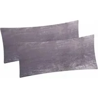 Heubergshop Kissenbezug, (2 Stück), Fleece 40x80cm Winter - Anthrazit - flauschig weich warm Kissenhülle