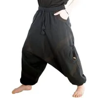 KUNST UND MAGIE Haremshose Haremshose Herren Unisex Baumwolle – Goa Hose mit Taschen Aladinhose