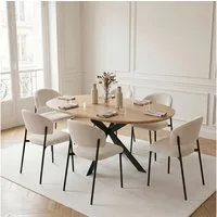 Jiexi Essgruppe Tisch-und Stuhlset, Ausziehbarer Esstisch (110-150 cm) mit 4-6 Stühlen