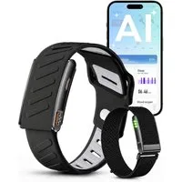 RUHE Fitness-Tracker Smart Band Metall Fitness Armband ohne Display Herren Damen Metall (Fitness Armband, 1-tlg., Mit Extra Armband aus Nylon), Akku +1 Monat Laufzeit Pulsmesser 24/7 Schlafmonitor Schrittzähler