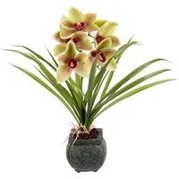 Kunstblume Orchidee, OTTO home, Höhe 40 cm, Mit Blätter im Topf aus Zement Künstliche Blume Cymbidium-Orchidee