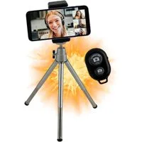 TronicXL Handy-Halterung Handy Smartphone Stativ Halterung mit Fernbedienung Selbstauslöser, (Influencer Kit Set, 1-tlg., Tisch klein Tischstativ Reise, Handyhalterung Bluetooth Fernbedienung Zubehör)