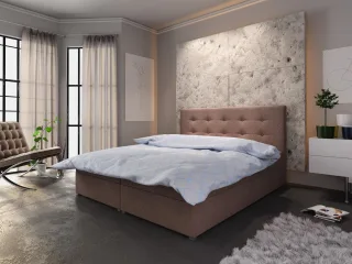 Boxspringbett Schlafzimmerbett LIBERTO 140x200cm Braun inkl.Bettkasten