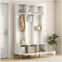 Flieks Garderoben-Set mit Aufbewahrungsbank, (1-St., B120/T40/H191,5 cm), Garderobenständer mit Schuhschrank Garderobenfront mit Haken
