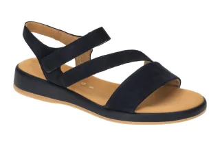 Gabor 82.733 Damen Sandalette Blau Nubuck Keilabsatz Klettverschluss