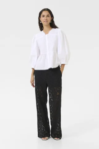 Kurzarm-Bluse KBAnnabelle Peplum fit white