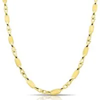 Tony Fein Kette ohne Anhänger Plattenkette 6mm 585er Vergoldet Karabinerverschluss, Made in Italy