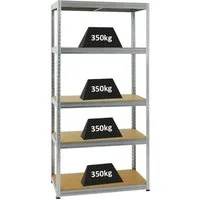 PROREGAL® Schwerlastregal Lagerregal Steckregal ELEPHANT 180x90x45cm Fachlast 350kg Verzinkt, Stabiles Kellerregal Stahlregal mit hoher Fachlast